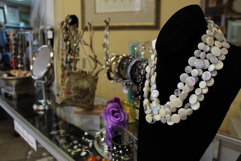 Jewelry display at Guadalupe Resale Shop